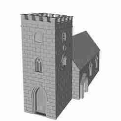 3D Perspective church front facing 1/100 scale