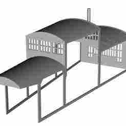 French Type G roundhouse building middle section 36 road type 1/160 scale
