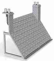 slate tile roof shop/house, brick version  chimney both sides 1/152 scale