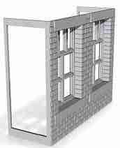 TALL WAREHOUSE upper wall with windows (stone version)  1/87 scale