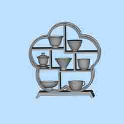 Various teacup wooden stand ornaments and miniature scene models