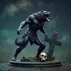 2097 COLORFUL Werewolf Howling - 3D Model, magic, dragon, serpent, mask, gnome, gorgon, venetian carnival, wild, fox, monster, cat, fair, witch, werewolf, horror, beast, snake, troll, skeleton dance