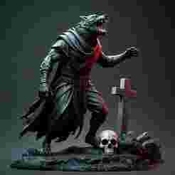 2099 COLORFUL Werewolf Howling - 3D Model, magic, dragon, serpent, mask, gnome, gorgon, venetian carnival, wild, fox, monster, cat, fair, witch, werewolf, horror, beast, snake, troll, skeleton dance