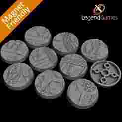 32mm Necro Tech Round Bases - Magentized - LegendGames