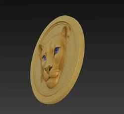 Lion Medallion Relief - Stylized 3D Wall Art Sculpture