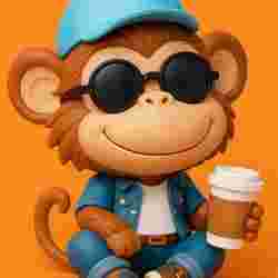 Monkey Chilling with a Coffee Tabletop