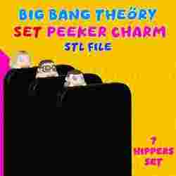 the big bang theory set peeker charms (hippers) set for smartphone and kindle 7 pieces