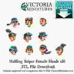 Halfling Sniper Heads Female x10