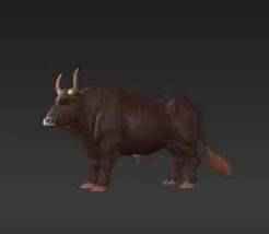 Naturalistic Charging Bull Decor – Rustic Farmhouse Accent Print